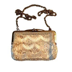 Vintage Off White Beaded Handbag Formal Wedding